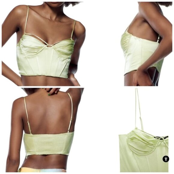 SATIN EFFECT CORSET TOP SS22 LIME GREEN | 3067/054 - Picture 2 of 4